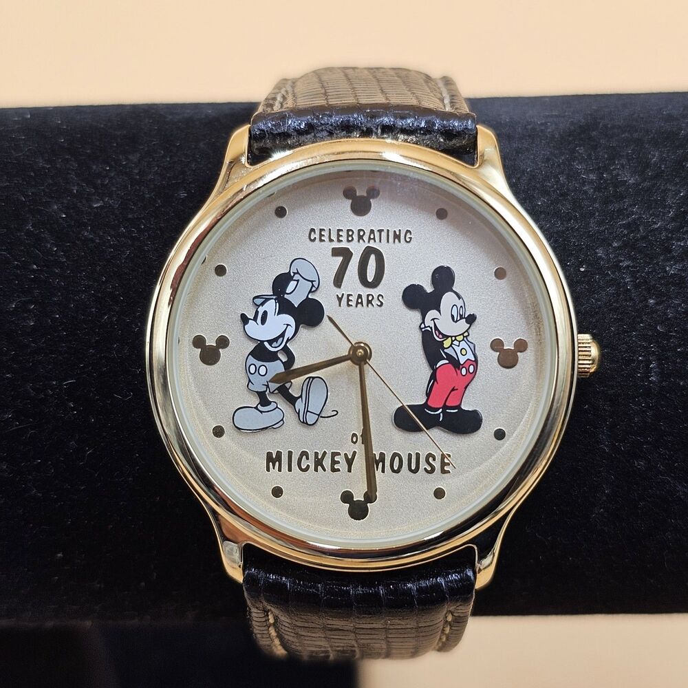 Vintage Disney Mickey Mouse Celebrating 70 Years Watch Limited Edition Gold Tone